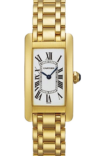 Cartier Tank Americaine Fashionable 18k Yellow Gold Ladies Swiss Quartz Wristwatch-W26015K2