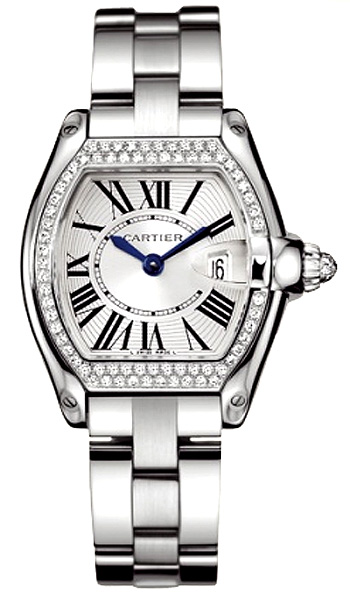 Cartier Roadster Series 18k White Gold With Diamonds Ladies Swiss Quartz Wristwatch-WE5002X2