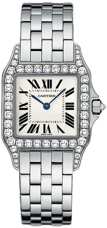 Cartier Santos Demoiselle 18k White Gold Ladies Swiss Quartz Wristwatch-WF9003Y8