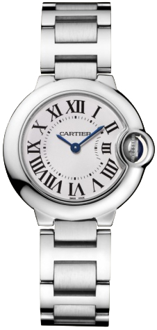 Cartier Ballon Bleu Small Series Fashionable Stainless Steel Ladies Swiss Quartz Wristwatch-W69010Z4