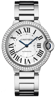 Cartier Ballon Bleu Medium Series Fashionable 18k White Gold Unisex Wristwatch-WE9006Z3