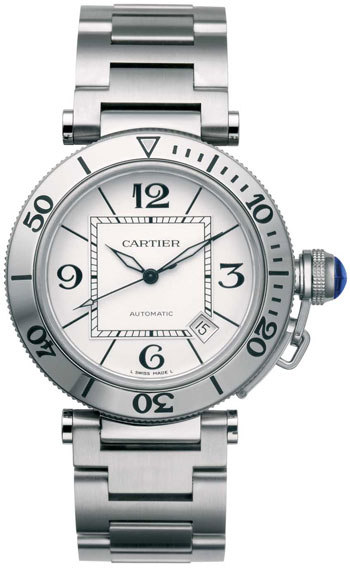 Cartier Pasha Seatimer Great Stainless Steel Mens Automatic Wristwatch-W31080M7