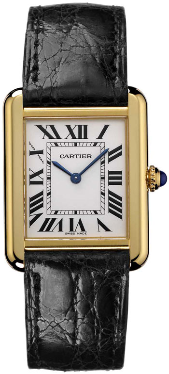 Cartier Tank Solo Fashionable 18k White Gold Mens Swiss Quartz Wristwatch-W1018855
