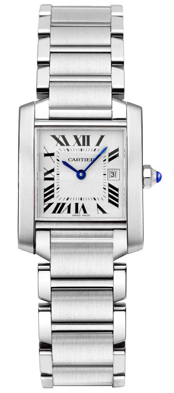 Cartier Tank Francaise Series Fashionable Stainless Steel Mens Swiss Quartz Wristwatch-W51011Q3