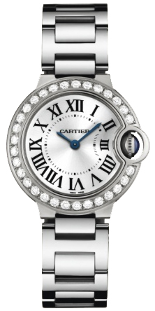 Cartier Ballon Bleu Small Series Great 18k White Gold Set With Diamonds Ladies Swiss Quartz Wristwatch-WE9003Z3