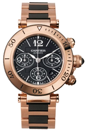 Cartier Pasha Seatimer Series Wonderful 18k Rose Gold Mens Automatic Wristwatch-W301980M