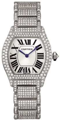 Cartier Tortue Diamond Series Fashionable 18kt White Gold Ladies Manual Winding Wristwatch-WA5049MC