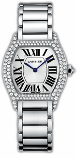 Cartier Tortue Small Fashionable 18kt White Gold Ladies Manual Winding Wristwatch-WA5049W9