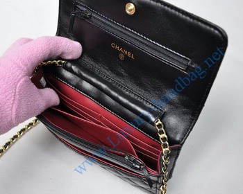 Chanel Lambskin Bag 33814 Black with Golden Chain