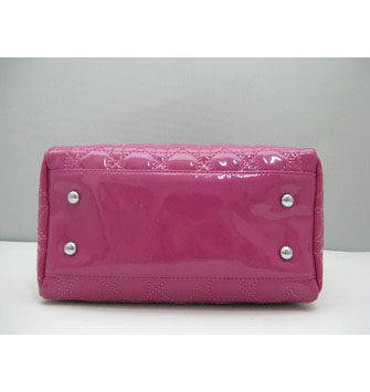 Dior Lady Dior Medium Patent Top Handle Bag Peach