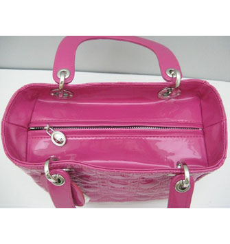 Dior Lady Dior Medium Patent Top Handle Bag Peach