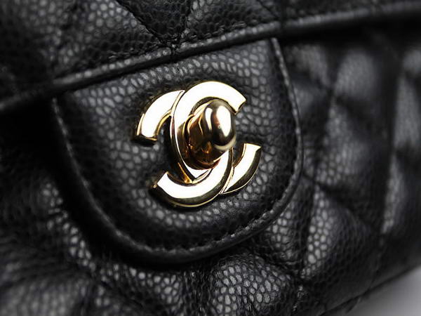 Chanel 2.55 Series Caviar Leather Flap Bag A01112 Black Golden