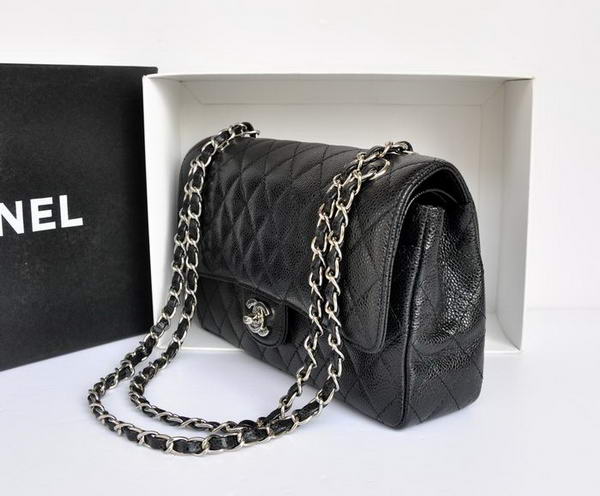 Chanel A1112 2.55 Series Flap Bag Original Caviar Leather Black