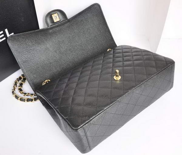 Chanel A47600 Black Original Caviar Leather Jumbo Flap Bag Gold