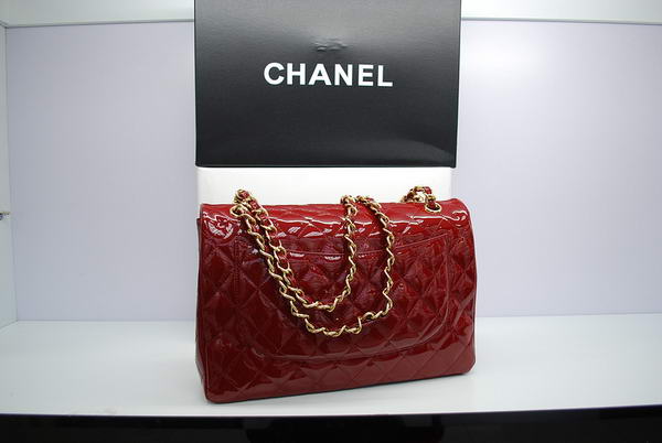 Hot Style Chanel Jumbo Double Flaps Bag Red Original Patent Leather A36097 gold