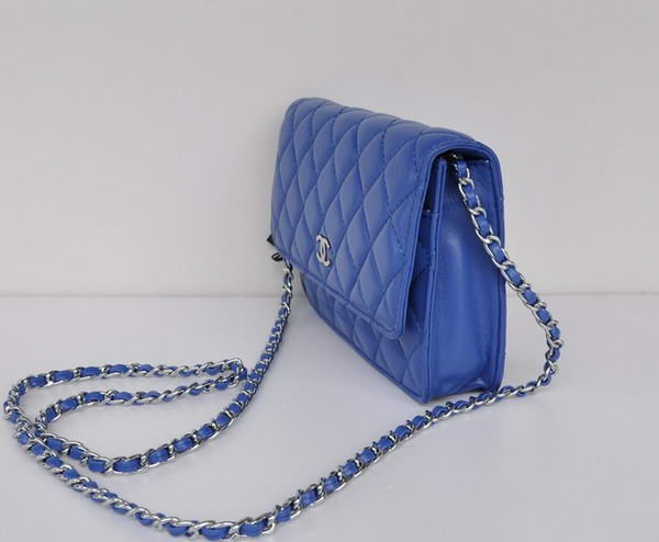 Chanel Lambskin Flap Bag A33814 Blue With Silver Hardware