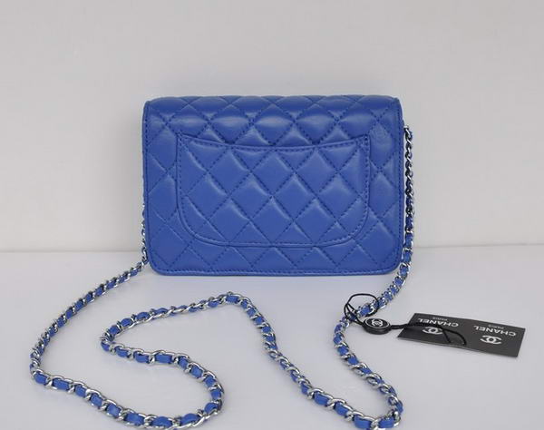 Chanel Lambskin Flap Bag A33814 Blue With Silver Hardware