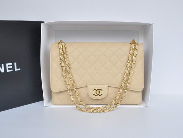 Hot Style Chanel Original Apricot Caviar Leather Jumbo Flap Bag A47600 Gold