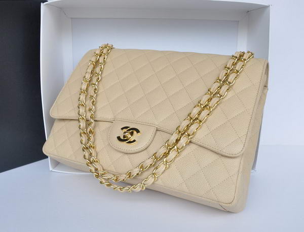 Hot Style Chanel Original Apricot Caviar Leather Jumbo Flap Bag A47600 Gold