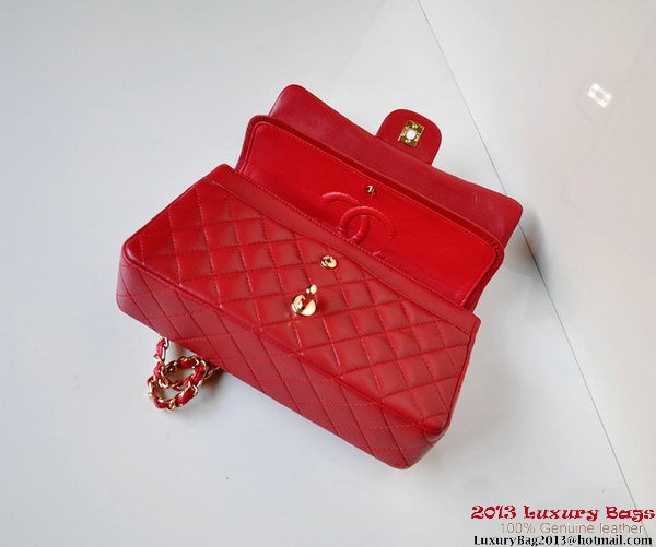 Chanel A01112 Classic Flap Bag Red Sheepskin Gold