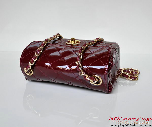 Chanel A01115 mini Flap Bag Bordeaux Patent Leather Gold