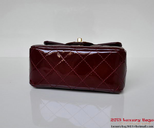 Chanel A01115 mini Flap Bag Bordeaux Patent Leather Gold