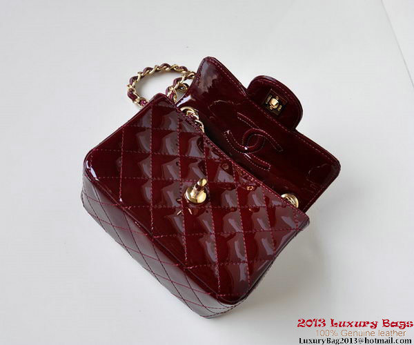 Chanel A01115 mini Flap Bag Bordeaux Patent Leather Gold