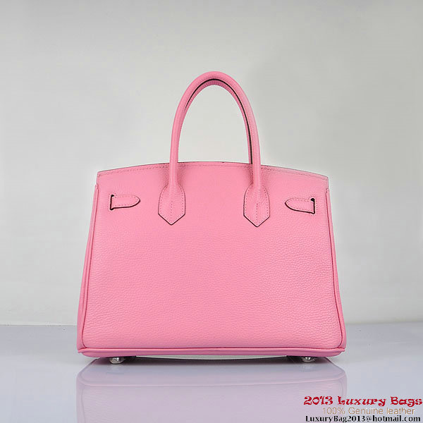 Hermes Birkin 30CM Tote Bags Pink Togo Leather Silver