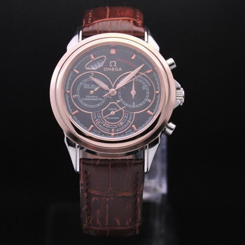 OMEGA DE VILLE CO-AXIAL CHRONOSCOPE Red Gold on Brown Leather Strap OM77422