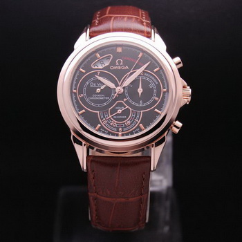 OMEGA DE VILLE CO-AXIAL CHRONOSCOPE Red Gold on Brown Leather Strap OM77426