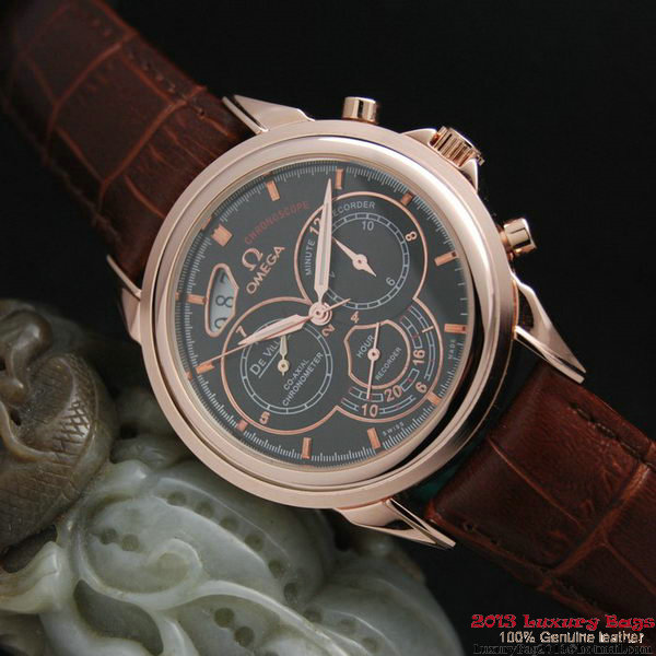 OMEGA DE VILLE CO-AXIAL CHRONOSCOPE Red Gold on Brown Leather Strap OM77426