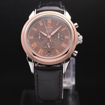 OMEGA DE VILLE CO-AXIAL Chronometer Red Gold on Black Leather Strap OM77504