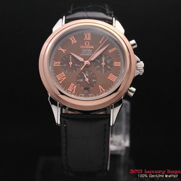 OMEGA DE VILLE CO-AXIAL Chronometer Red Gold on Black Leather Strap OM77504