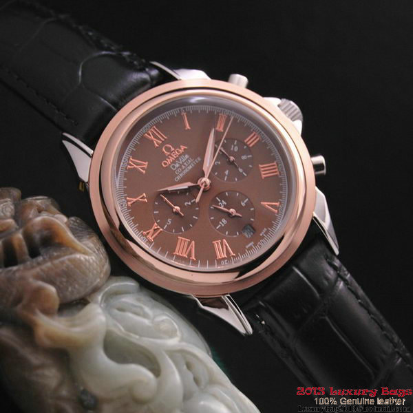 OMEGA DE VILLE CO-AXIAL Chronometer Red Gold on Black Leather Strap OM77504
