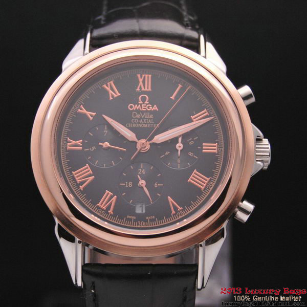 OMEGA DE VILLE CO-AXIAL Chronometer Red Gold on Black Leather Strap OM77506