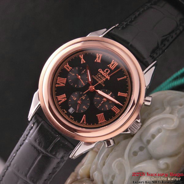 OMEGA DE VILLE CO-AXIAL Chronometer Red Gold on Black Leather Strap OM77506