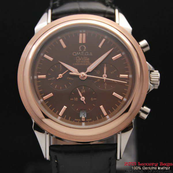 OMEGA DE VILLE CO-AXIAL Chronometer Red Gold on Black Leather Strap OM77510