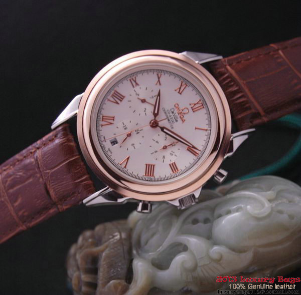 OMEGA DE VILLE CO-AXIAL Chronometer Red Gold on Brown Leather Strap OM77501