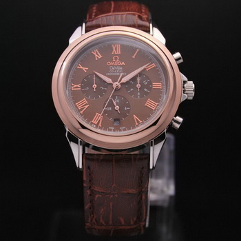 OMEGA DE VILLE CO-AXIAL Chronometer Red Gold on Brown Leather Strap OM77503