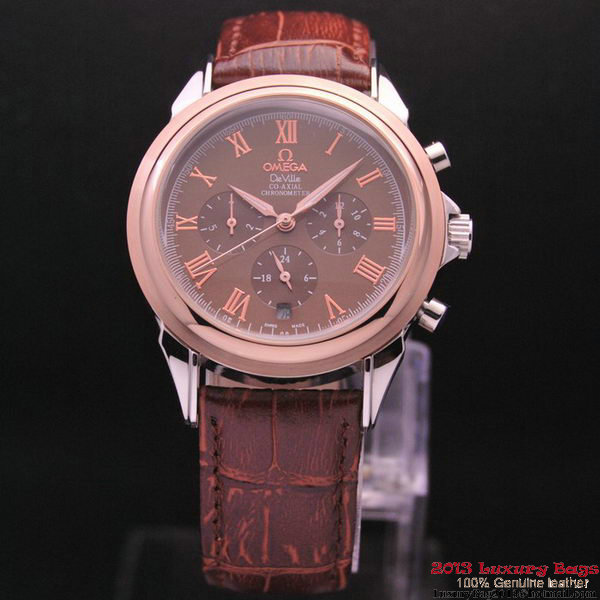 OMEGA DE VILLE CO-AXIAL Chronometer Red Gold on Brown Leather Strap OM77503