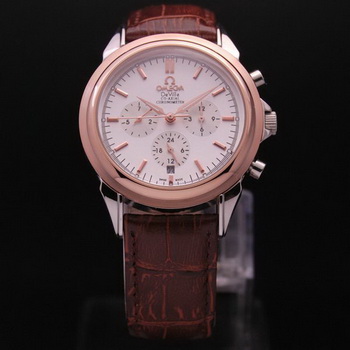 OMEGA DE VILLE CO-AXIAL Chronometer Red Gold on Brown Leather Strap OM77507