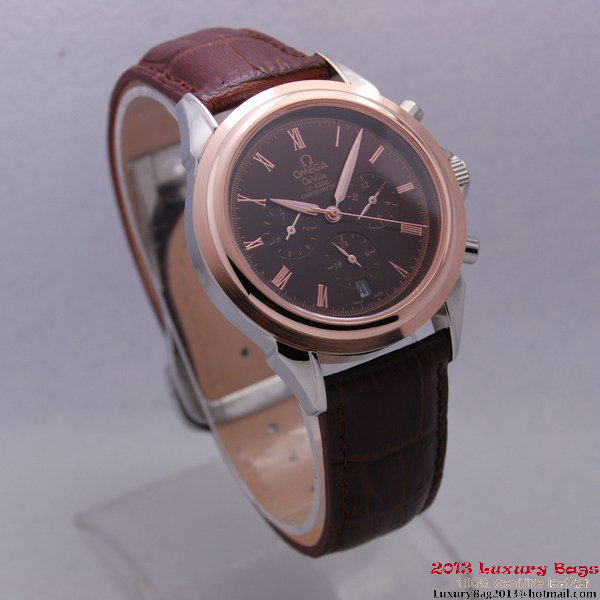 OMEGA DE VILLE CO-AXIAL Chronometer Red Gold on Brown Leather Strap OM77509