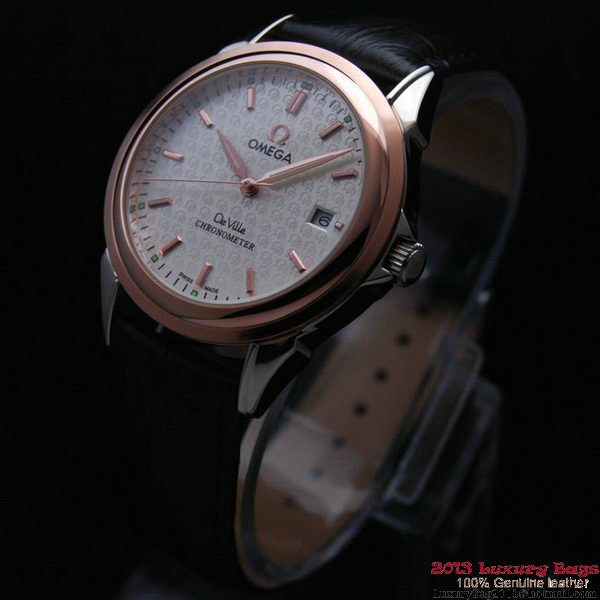 OMEGA DE VILLE Chronometer Red Gold on Black Leather Strap OM77314