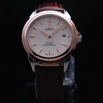 OMEGA DE VILLE Chronometer Red Gold on Brown Leather Strap OM77313