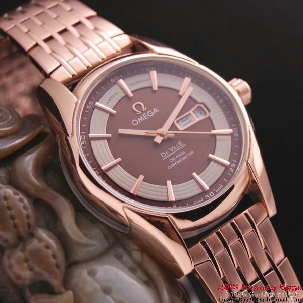 OMEGA DE VILLE HOUR VISION ANNUAL CALENDAR Red Gold on Red Gold Strap OM77129