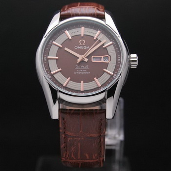 OMEGA DE VILLE HOUR VISION ANNUAL CALENDAR Steel on Brown Leather Strap OM77103