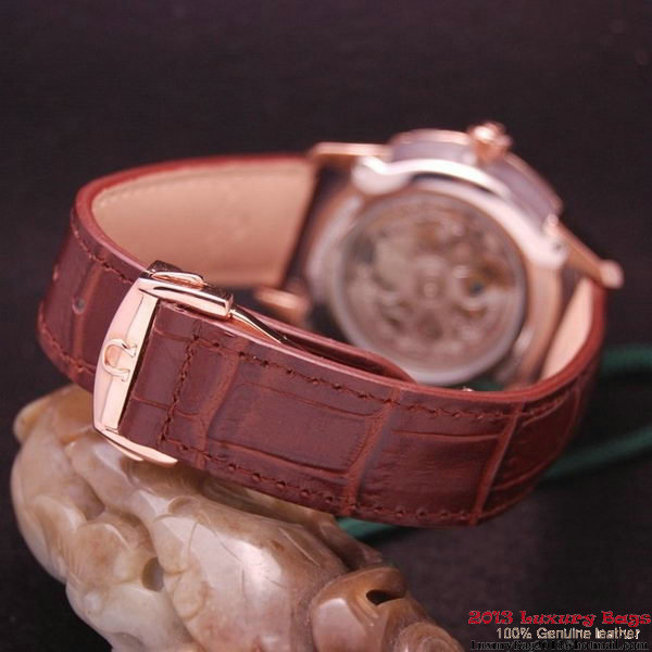 OMEGA DE VILLE Tourbillon Watches Red Gold on Brown Leather Strap Om7015