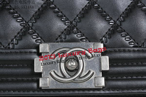 Boy Chanel Flap Shoulder Bag in Calfskin Leather A8013 Black