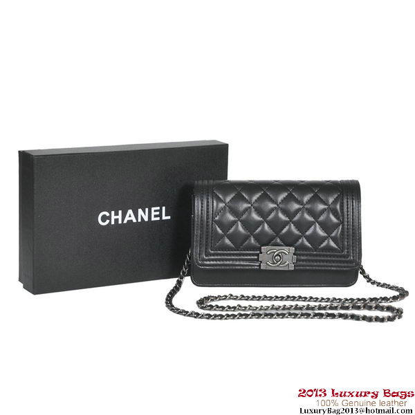 Boy Chanel mini Flap Shoulder Bag Sheepskin Leather Black