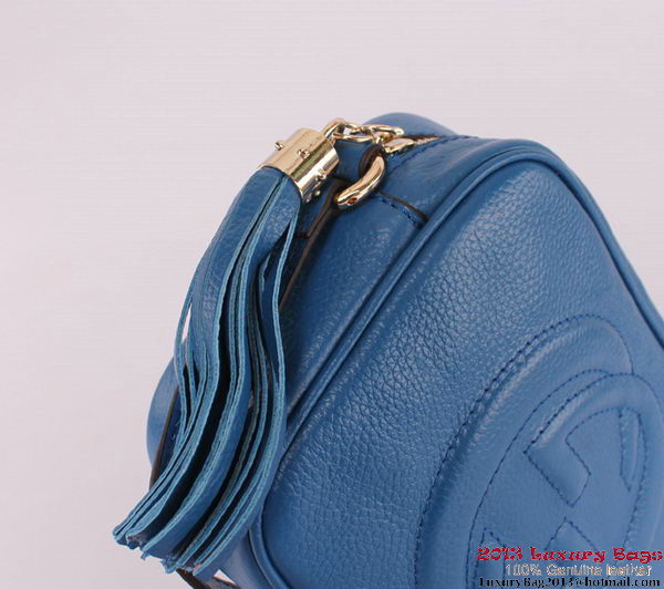 Gucci Soho Calfskin Leather Disco Bag 308364 Blue